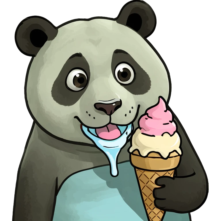 Panda eating ice cream emoji