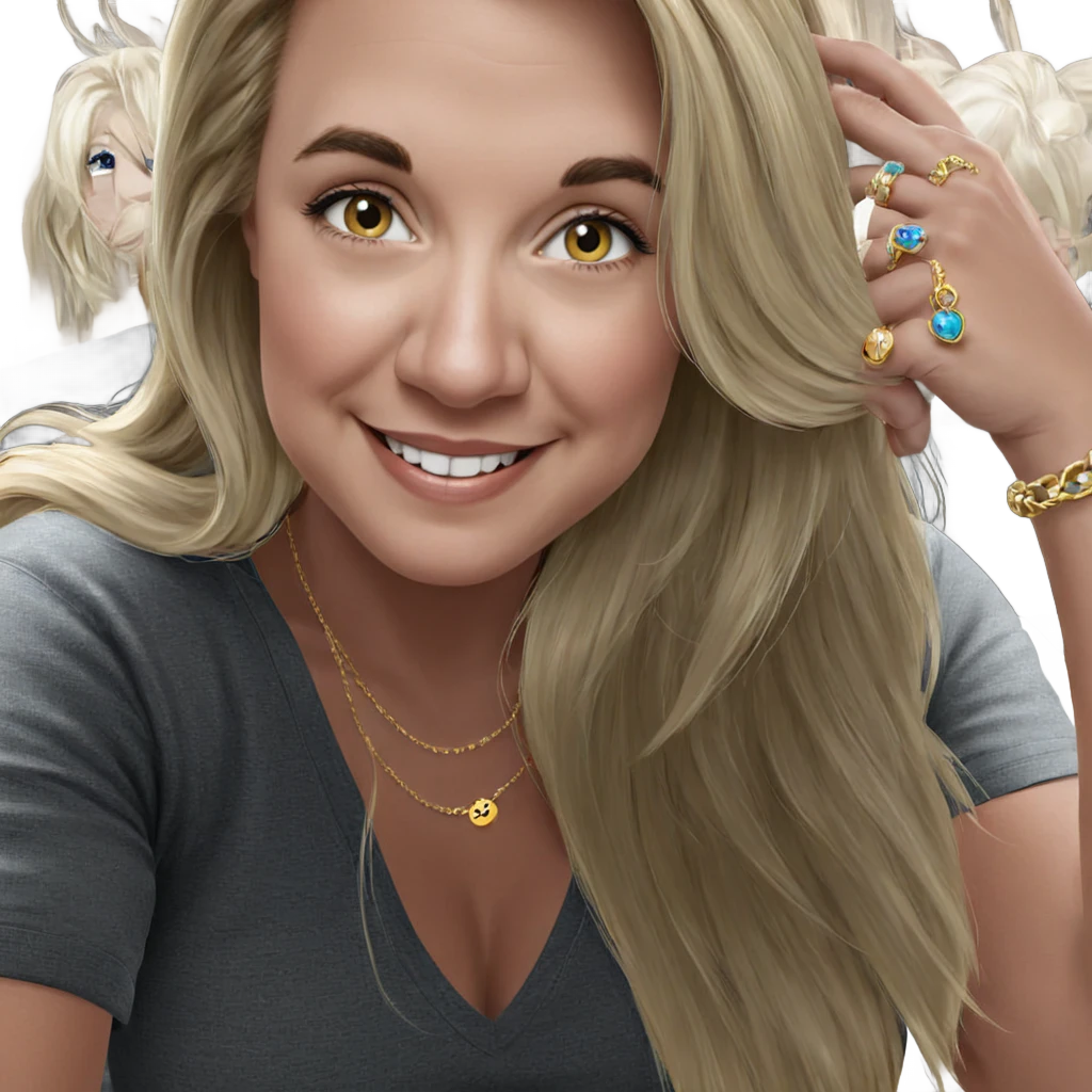 smiling blonde girl with jewelry emoji