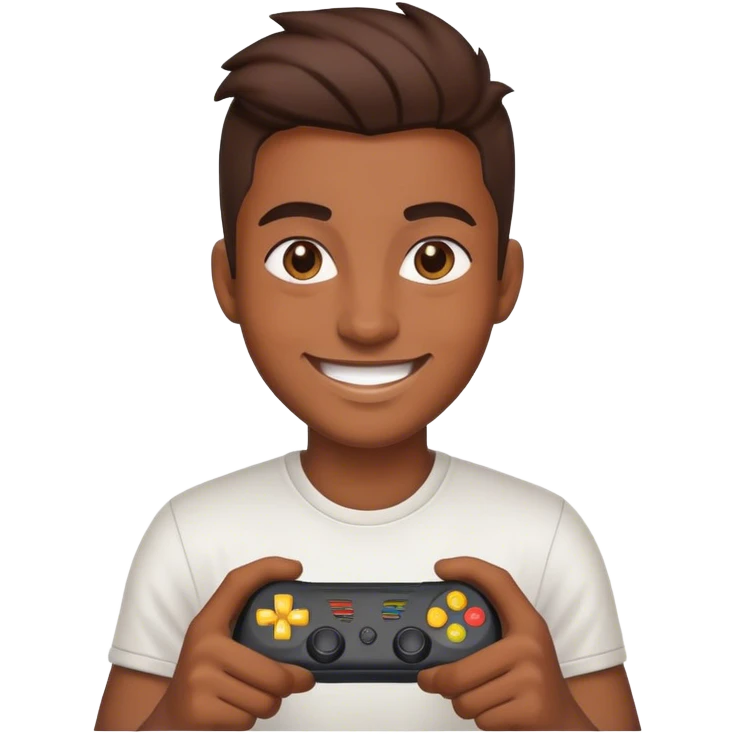face of an gamer close up with happy remarks  emoji