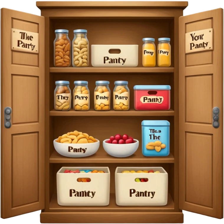 A snack pantry with the words The Pantry written on the front of it  emoji