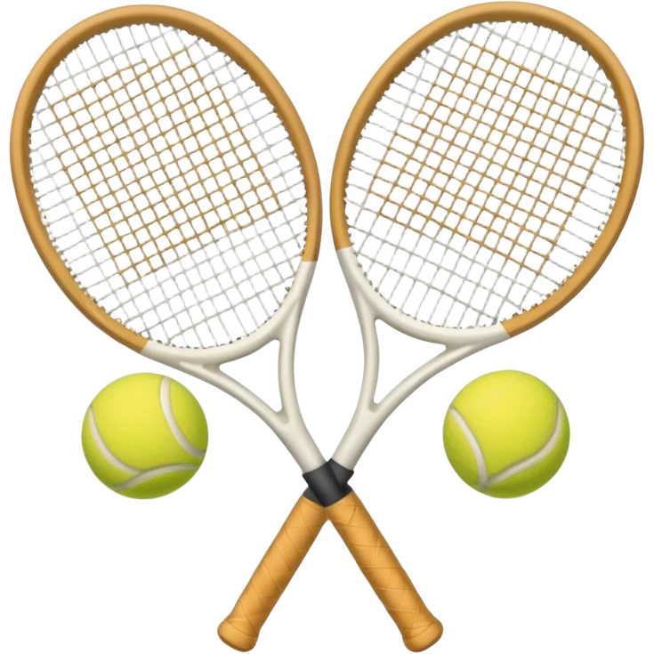 2 White Tennis rackets with beige tennis ball aesthetic  emoji