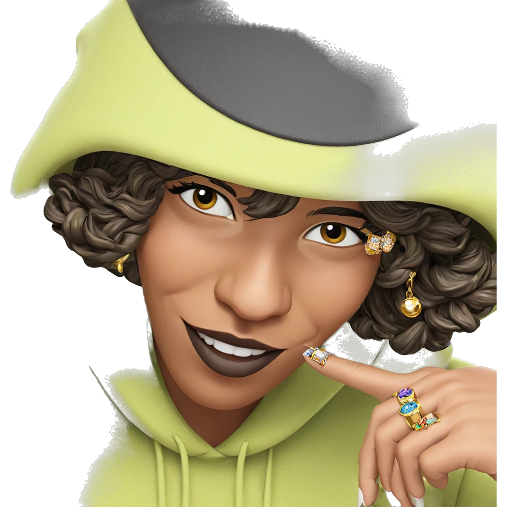 girl in hat with jewelry emoji