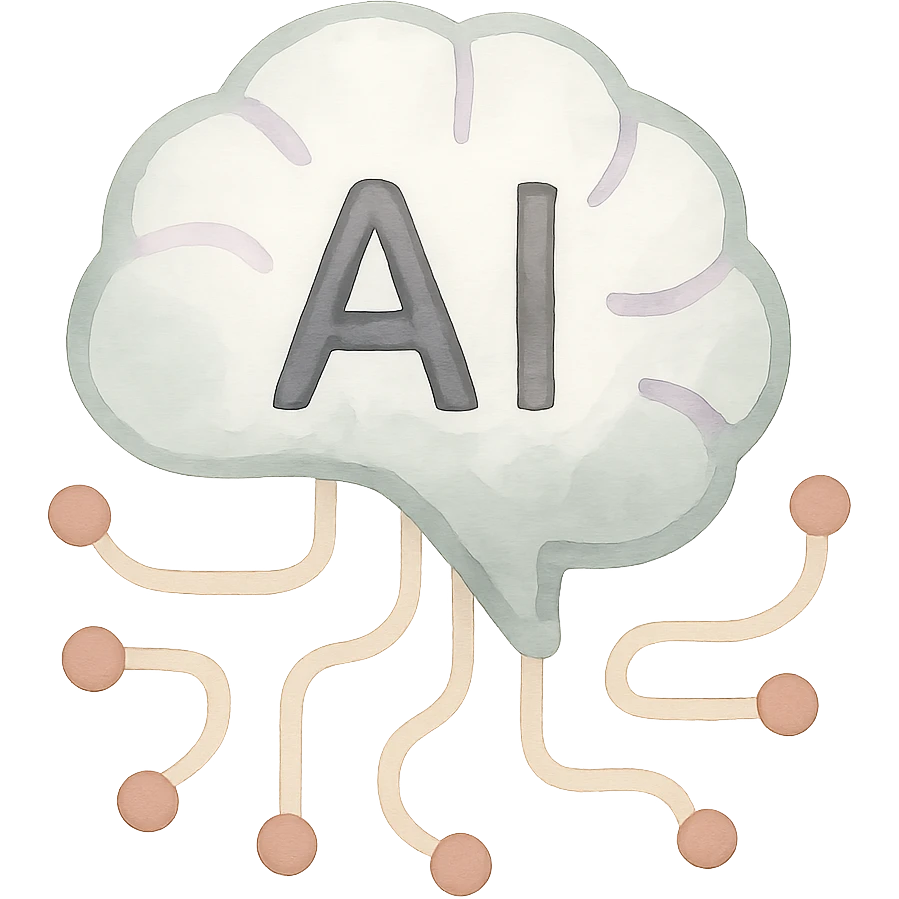 ícono de inteligencia artificial, estilo acuarela, colores suaves emoji