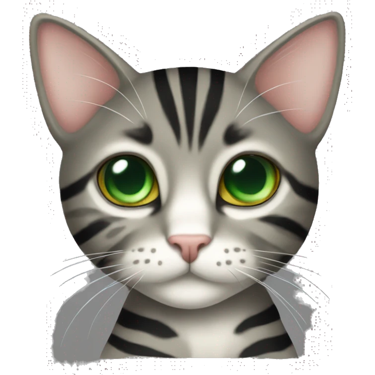 Black striped tabby cat with green eyes emoji