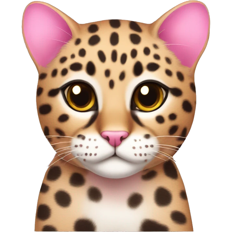 Leopard cat cute pink emoji