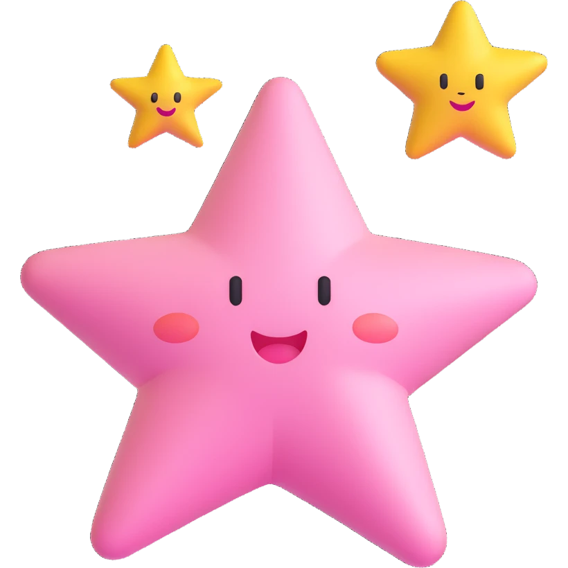 Kirby floating with a star, cheerful expression, simple background emoji