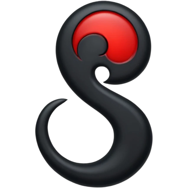 iOS sticker, dark mark, black shape, red dot, minimal emoji