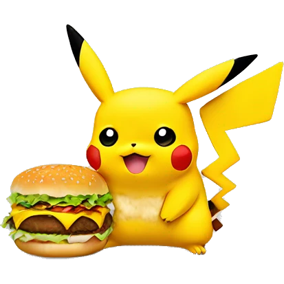 Pikachu with cheeseburger emoji