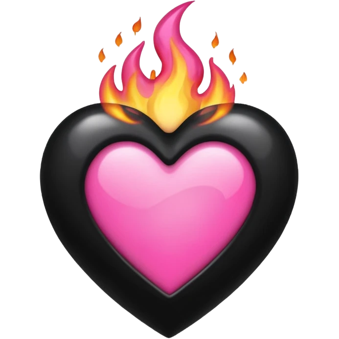emo black heart with a pink flame emoji