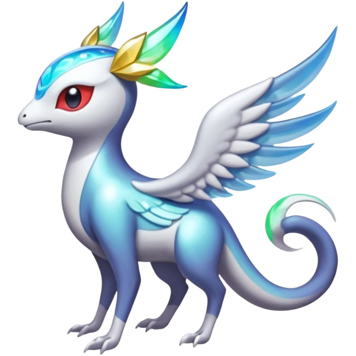 Angelic Divine Iridescent Bioluminescent Translucent Luminescent Diaphanous Shiny Colorful Meloetta-Latias-Koraidon-Peppercat-Wargreymon-Protogen-Fakémon-fusion-hybrid-creature emoji