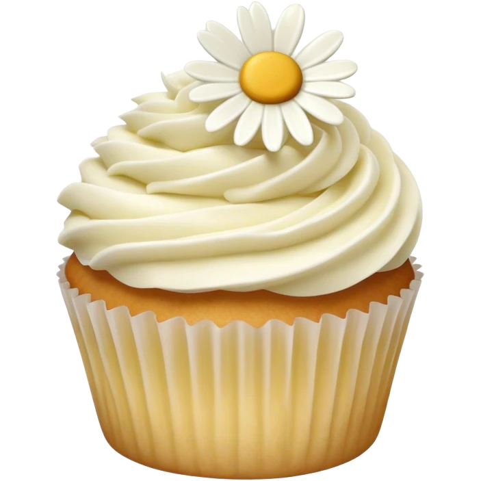 Vanilla cupcake with daisy frosting  emoji