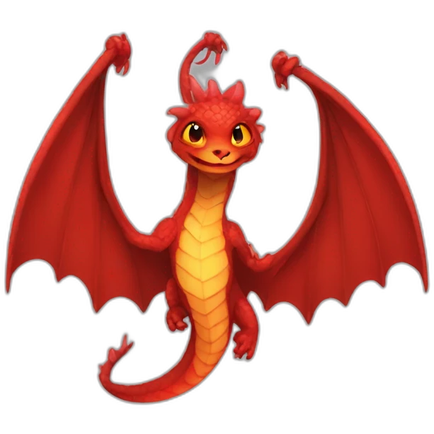 Red fire Serpant with wings and no arms emoji