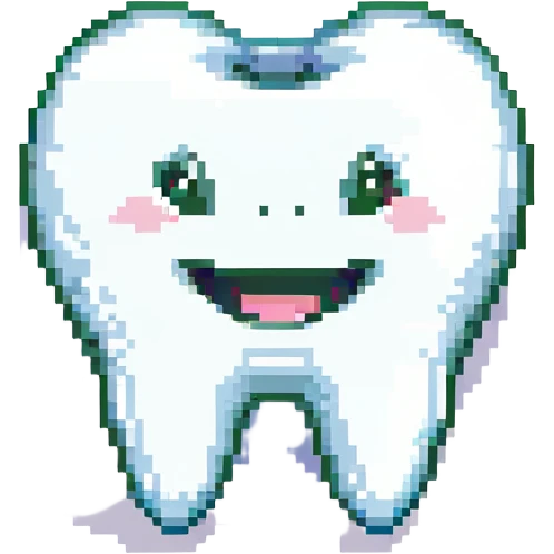 a tooth with a smile emoji