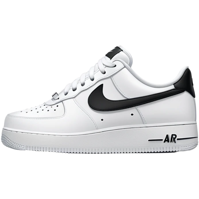A pair of white Nike Air Force 1 sneakers side by side with Nike swoosh emoji