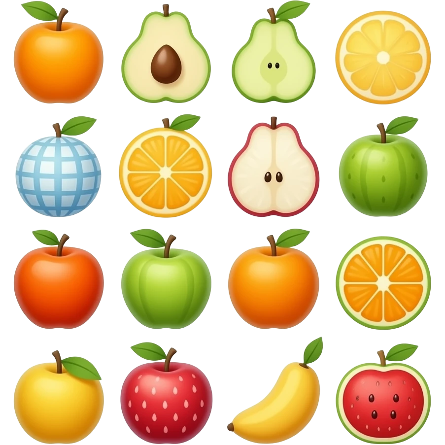 50 fruit icons emoji
