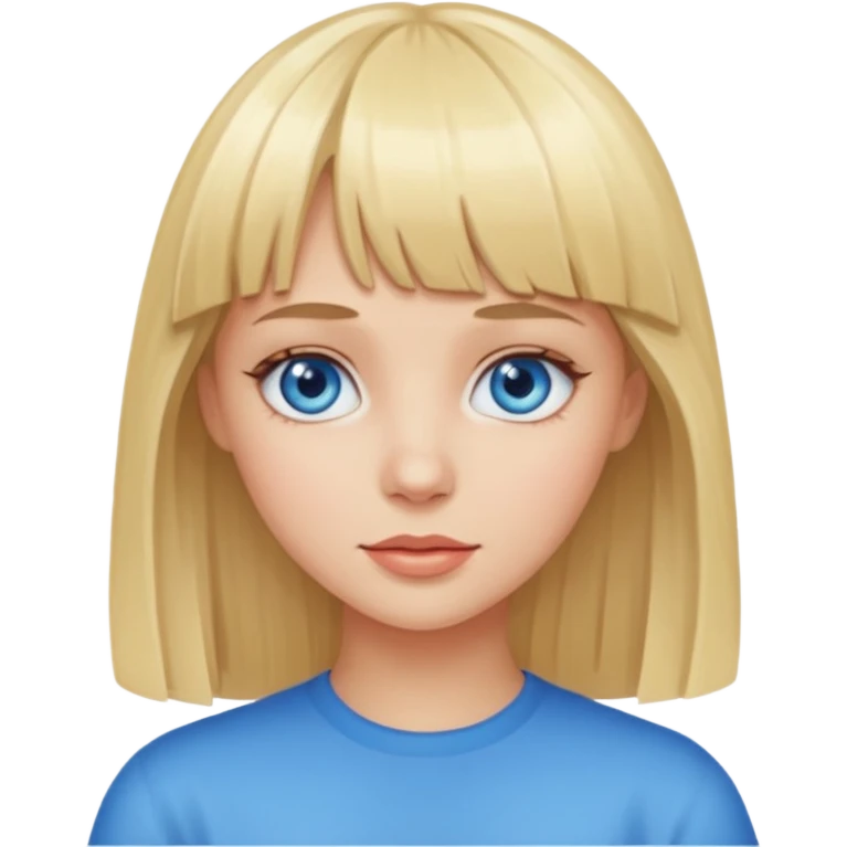 Blonde girl with bangs and blue eyes emoji
