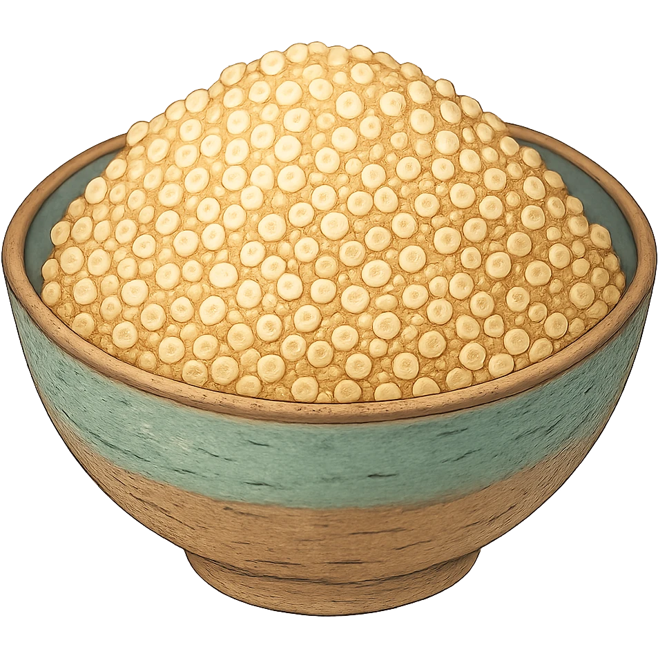 ghibli style quinoa grains in a bowl, no background emoji