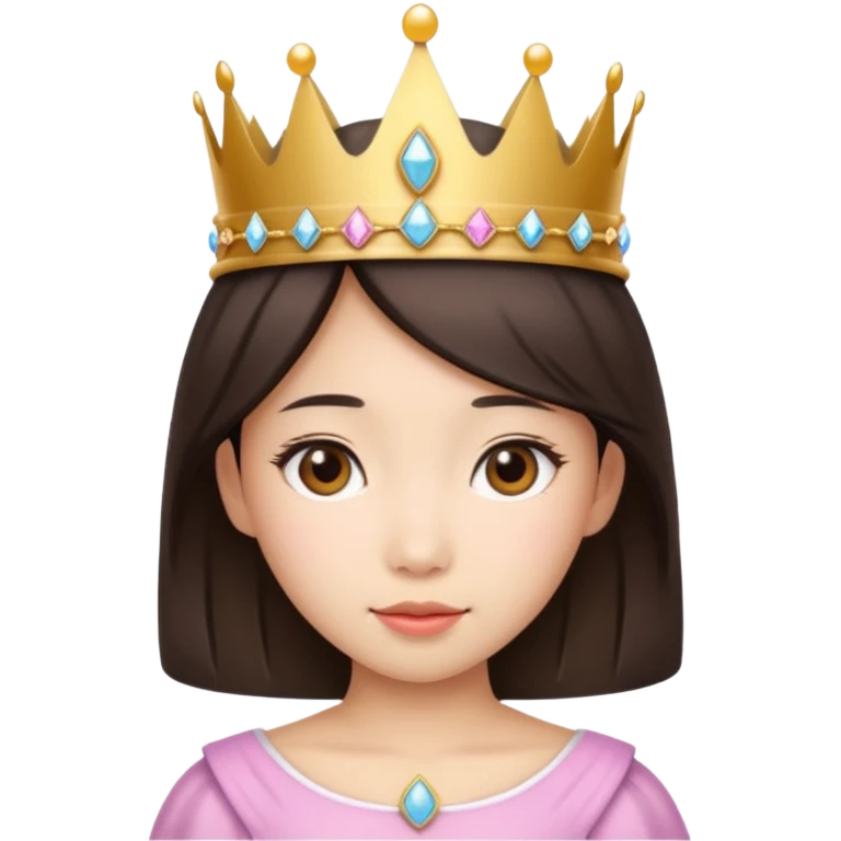Asian girl wearing a princess crown on her head  emoji