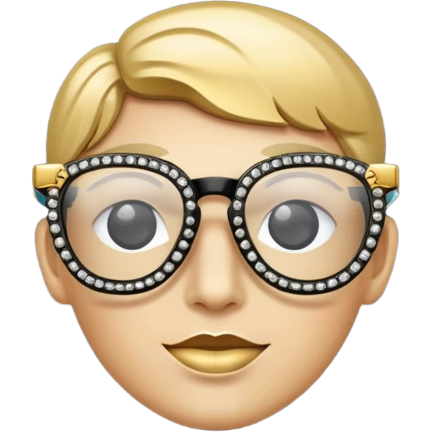 black glasses with + diamond and golden emoji
