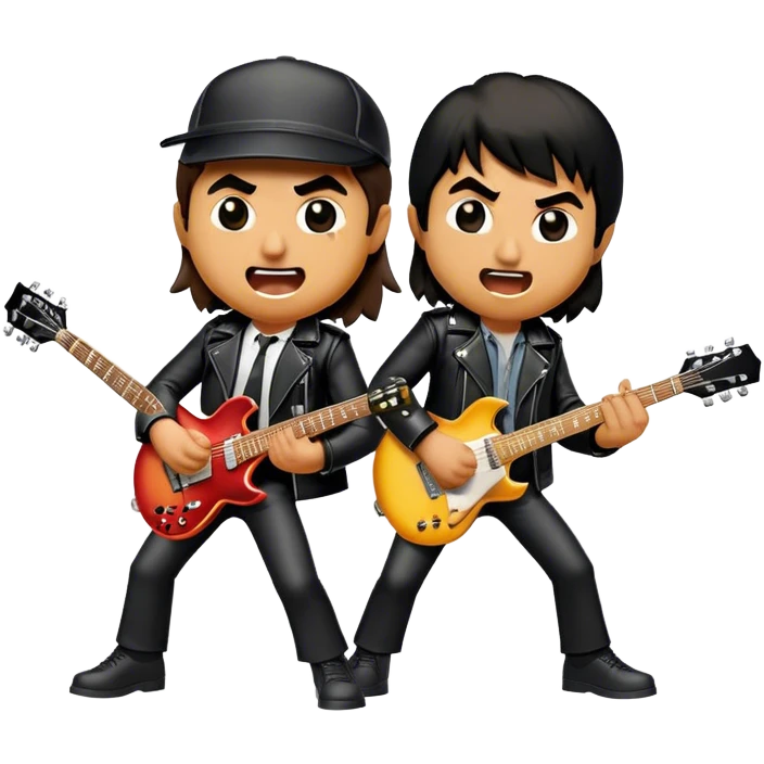 Cinematic Realistic AC/DC Pop Culture Emoji, showcasing an electrifying portrayal inspired by the legendary rock band rendered with vivid textures and energetic lighting. emoji