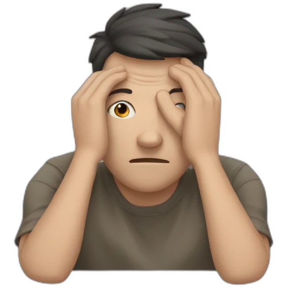 man hiding his face using hands, overwhelmed emoji