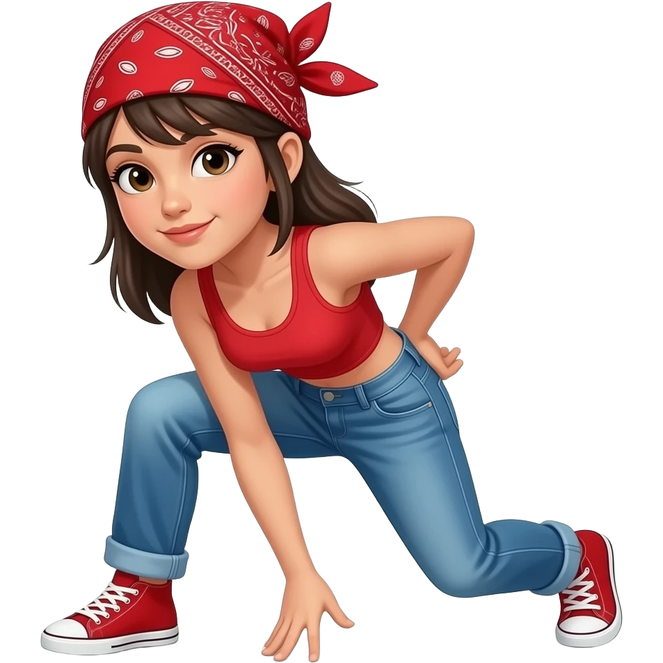 Girl crip walk dance bandana red upright emoji