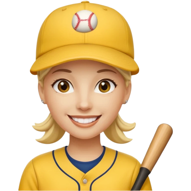 woman with yellow jersey and baseball hat emoji
