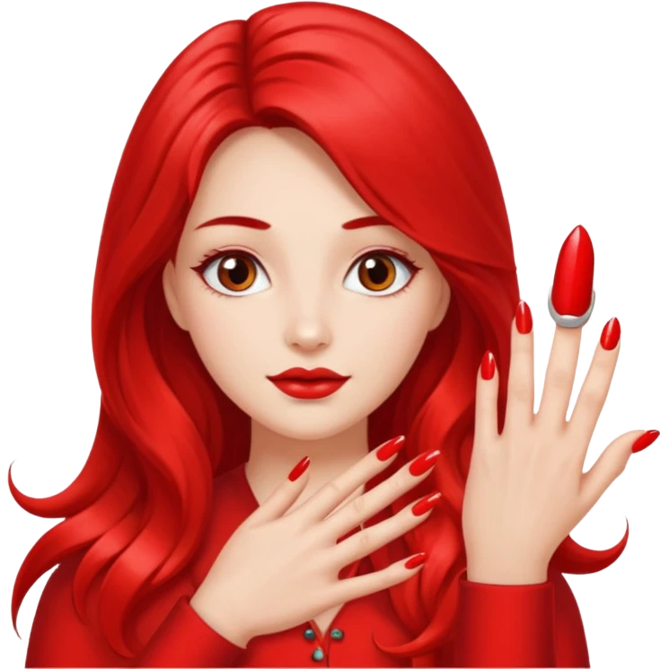 long haired woman nail art on nails emoji