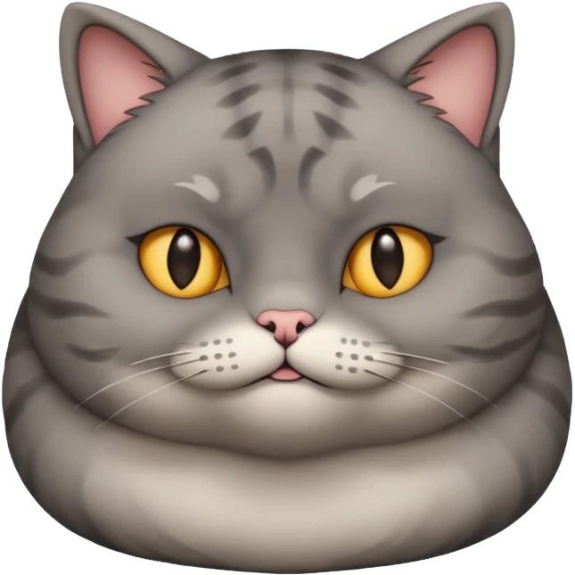 گربه ی چاقی که لبخند ملیحی  زده و به طور مشکوک شده به جلو نگاه میکند emoji