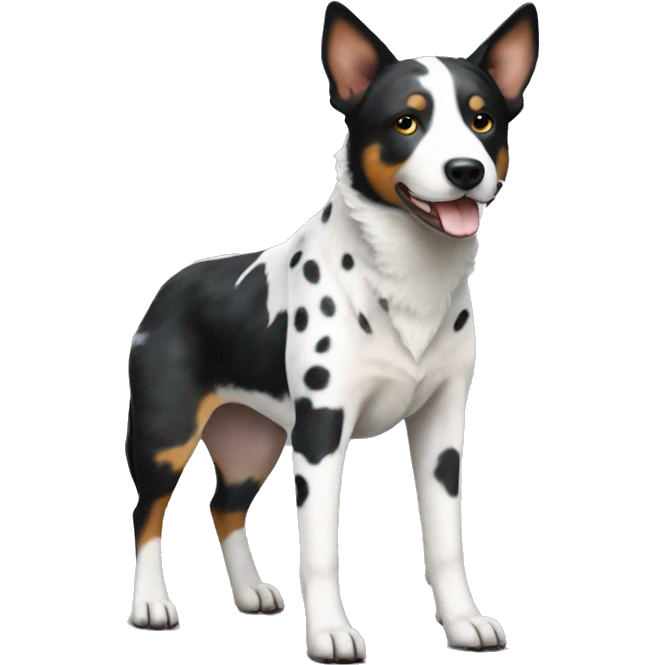 Black and white spotted Australian cattle dog full body emoji
