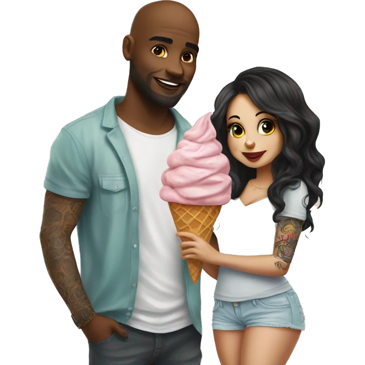 Cute ice cream date for beautiful tattooed couple emoji