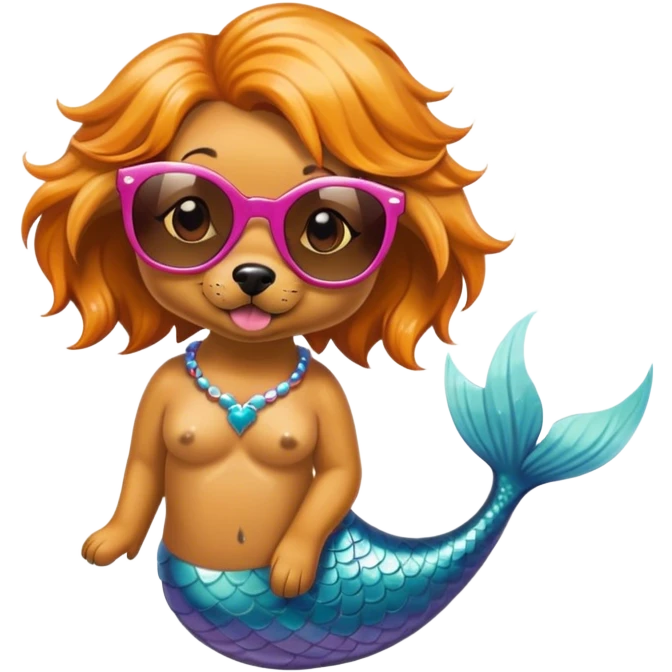 Dog mermaid with sunglasses emoji