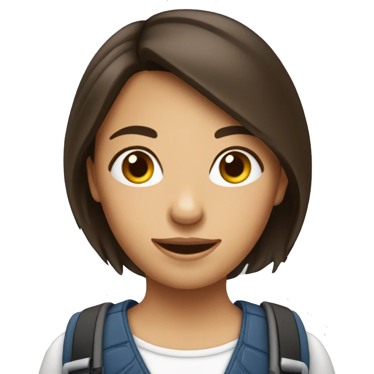 Fille brune avec appareil photo emoji