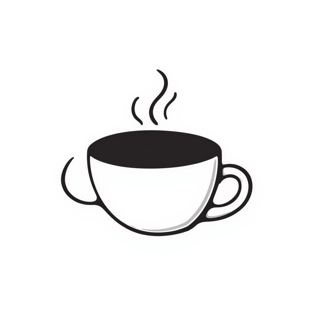 hand-drawn coffee cup with steam emoji