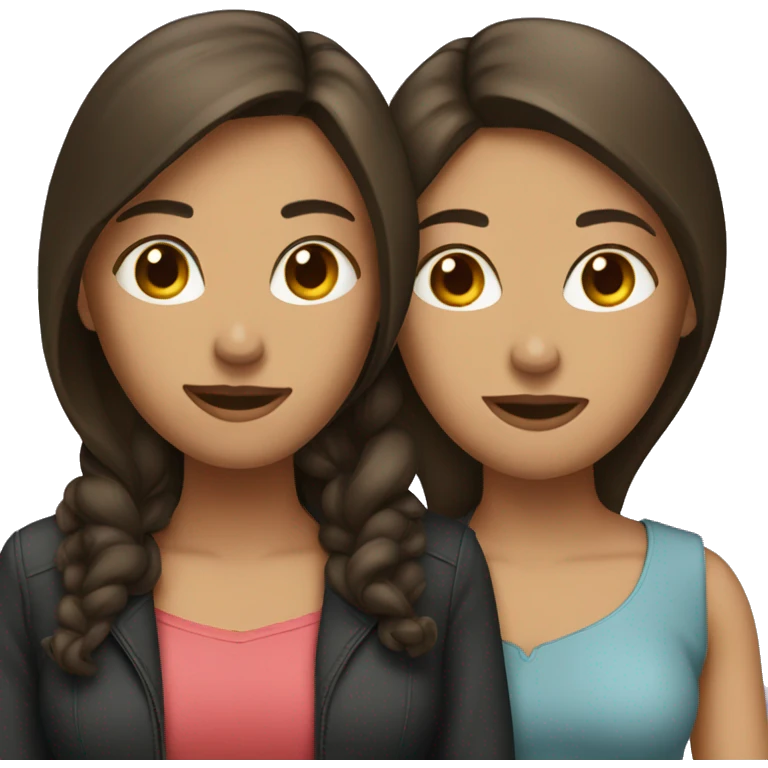Two brunette women in relationship  emoji