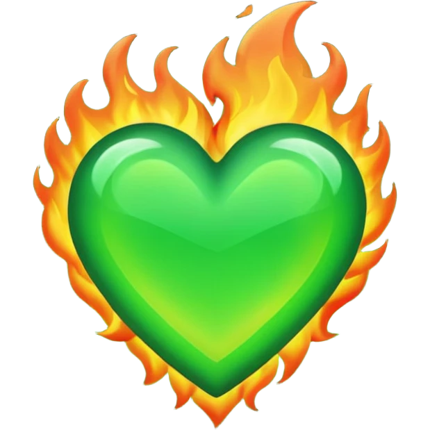 fire green heart emoji emoji