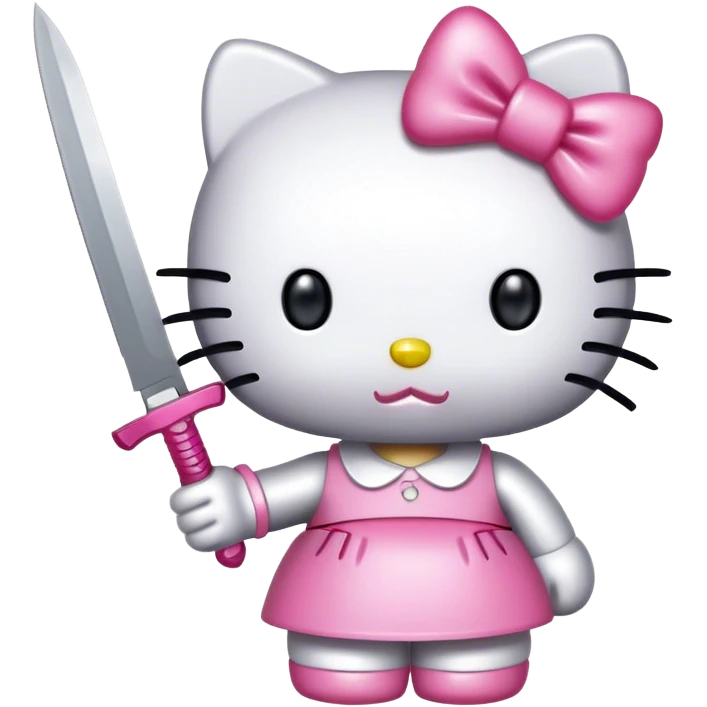 hello kitty with a pink bow knife emoji
