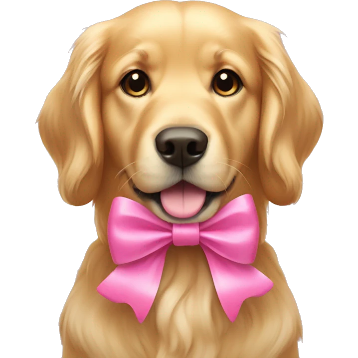 Golden retriever with pink bow emoji