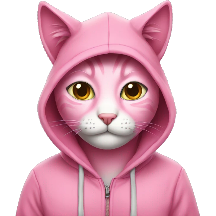 Pink cat wearing hoodie  emoji