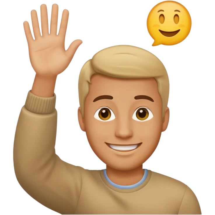 caucasian man waving, emoji style emoji