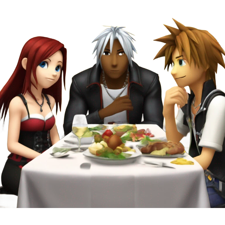sora riku and kairi from kingdom hearts at the final supper emoji