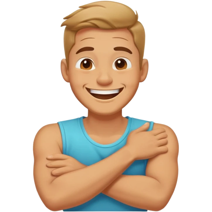 arms crossed holding neck laughing guy emoji