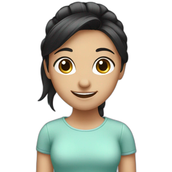 A smiling girl with a black ponytail emoji