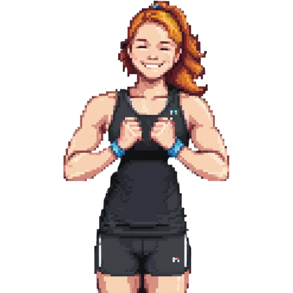 athlete with sore muscles but smiling emoji