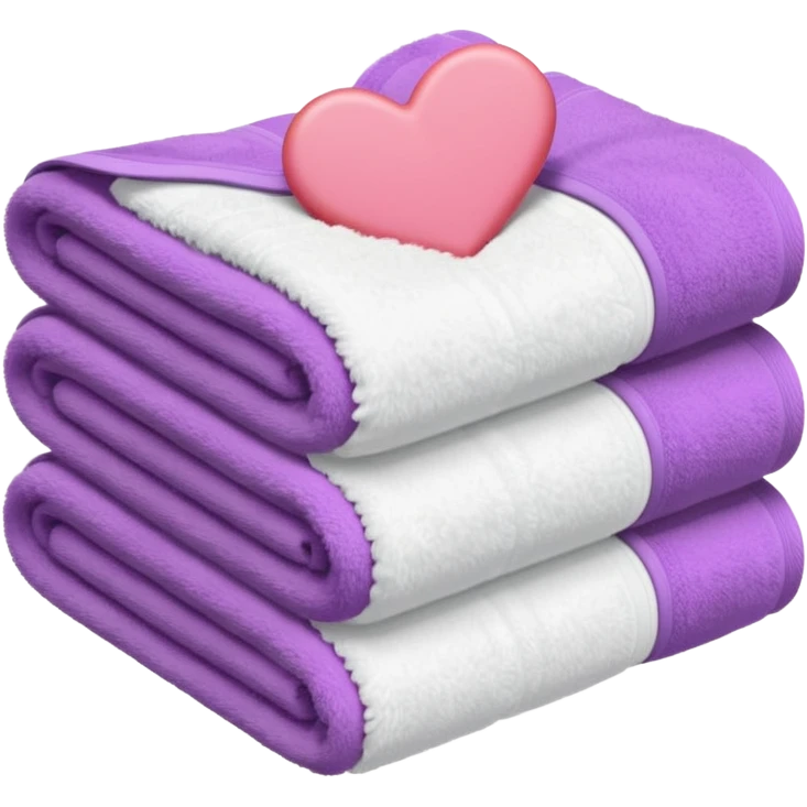heart-shaped stack of soft towels in milky, pastel pink, and soft purple, iOS emoji style emoji