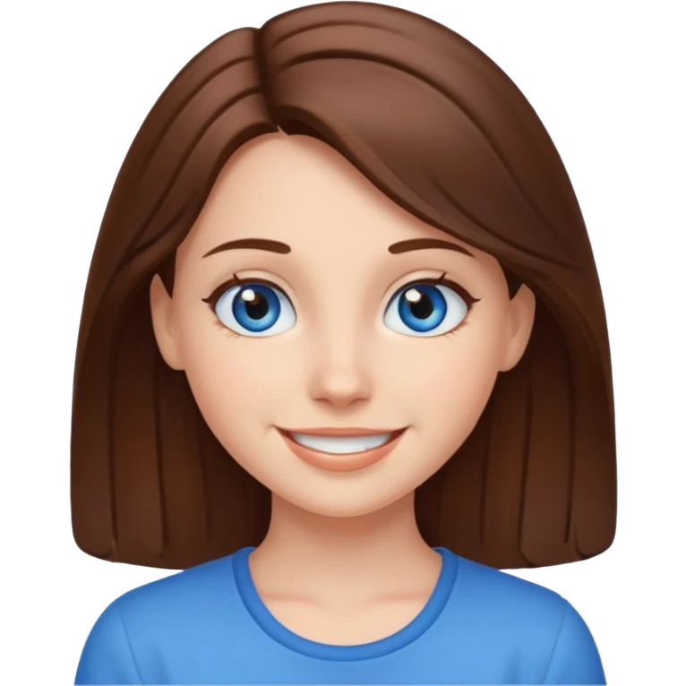 smiling girl with blue eyes and brown hair emoji