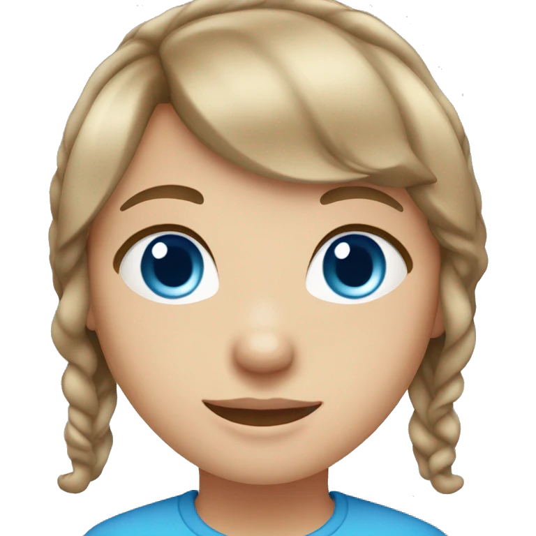 girl with light brown hair, blue eyes and fair skin and bangs  emoji
