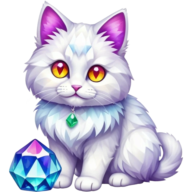 Cat playing with colorful crystals emoji