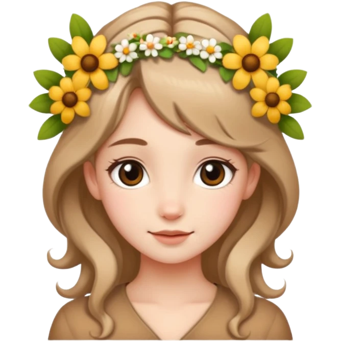 Adult Cute human like fawn with flowers emoji