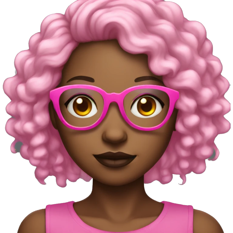Black girl half white with Lightning pink glasses curly hair big forhead  emoji